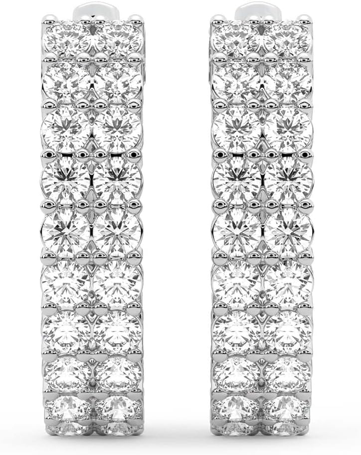 Diamond Hoop Earrings | IGI Certified Lab Grown Diamond 1-8 Carat Hoop Earrings | 14K White, Yellow Or Rose Gold Or Platinum | Prong Setting FG-VS1-VS2 Quality | Friendly Diamonds