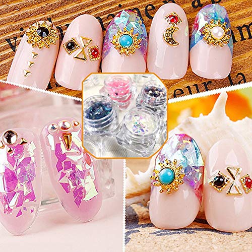 Minejin Nail Art Glitter Foil Slice Glass Broken Piece Stickers Decoration Decal Tips 12 Colors #TOP1