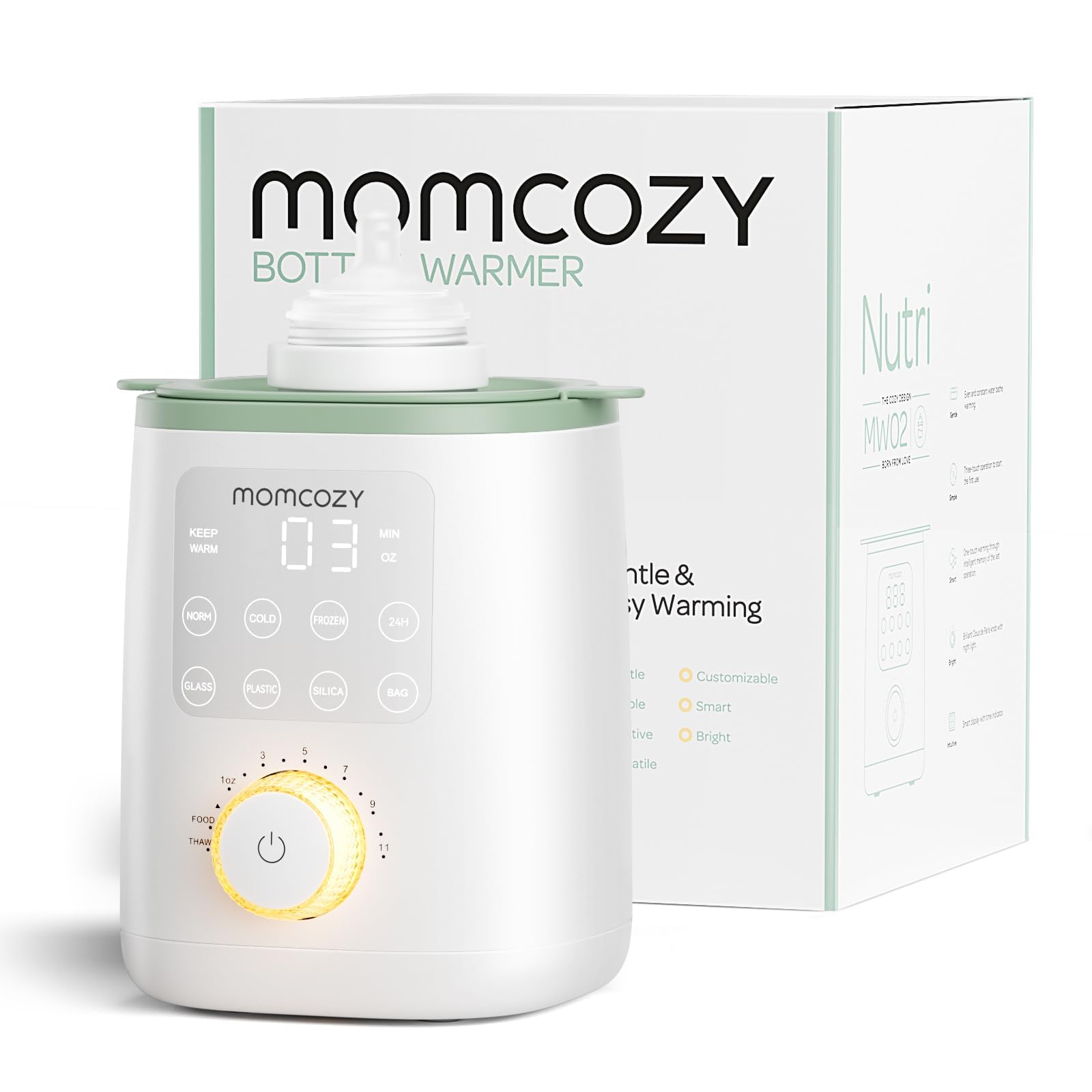 Momcozy Nutri podgrzewacz do butelek dla niemowląt z precyzyjną kontrolą temperatury i lampką nocną