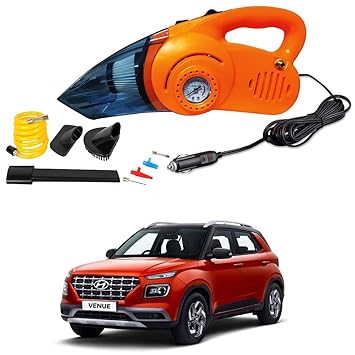 Oshotto 100W Heavy Duty Car Vacuum Cleaner Cum 120W Heavy Duty OSHO-102/O Air Compressor/Tyre Inflator (2 in 1) Compatible with Hyundai Venue (Orange)