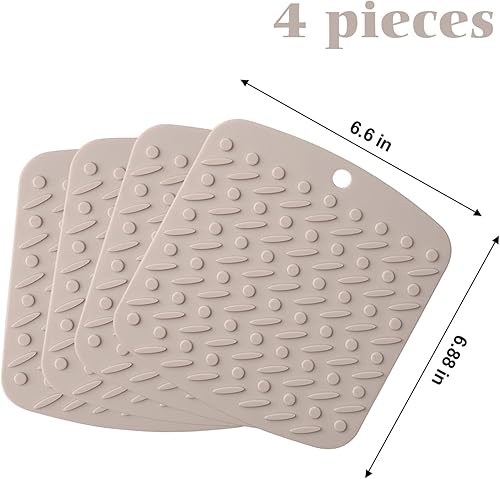 Miniatura 6 de Soporte de silicona para ollas, paquete de 4 alfombrillas de silicona para salvamanteles antideslizantes resistentes al calor, almohadillas