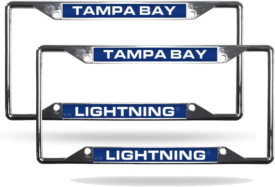 Tampa Bay Lightning EZ View Chrome Metal Laser Cut License Plate Frame - Set of 2 Frames
