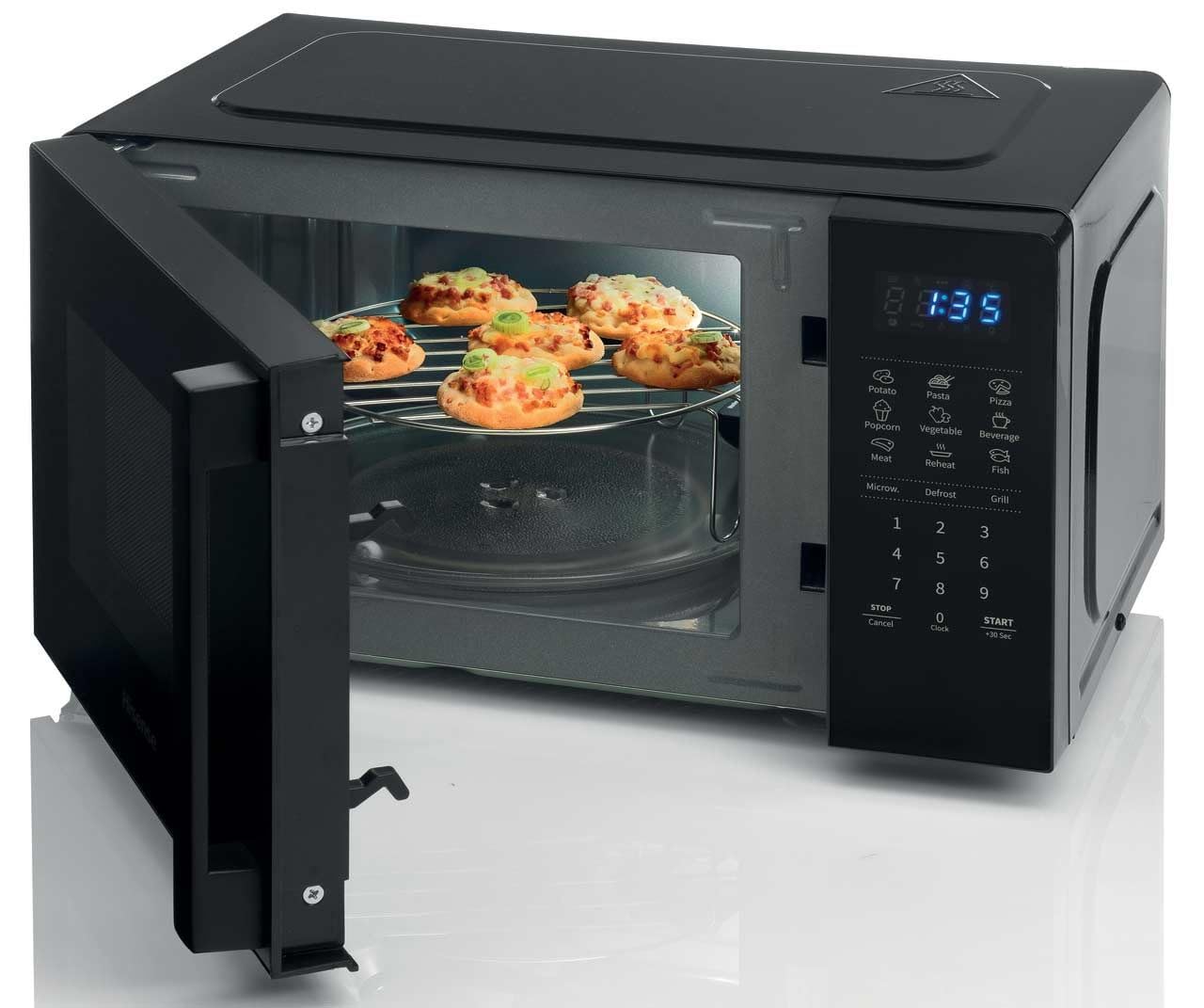 Hisense H20MOBS4HG kuchenka mikrofalowa ze sterowaniem elektronicznym, pojemność 20 l, moc 700 W, funkcja grilla 800 W, wyświetlacz LED sterowanie dotykowe, kolor czarny