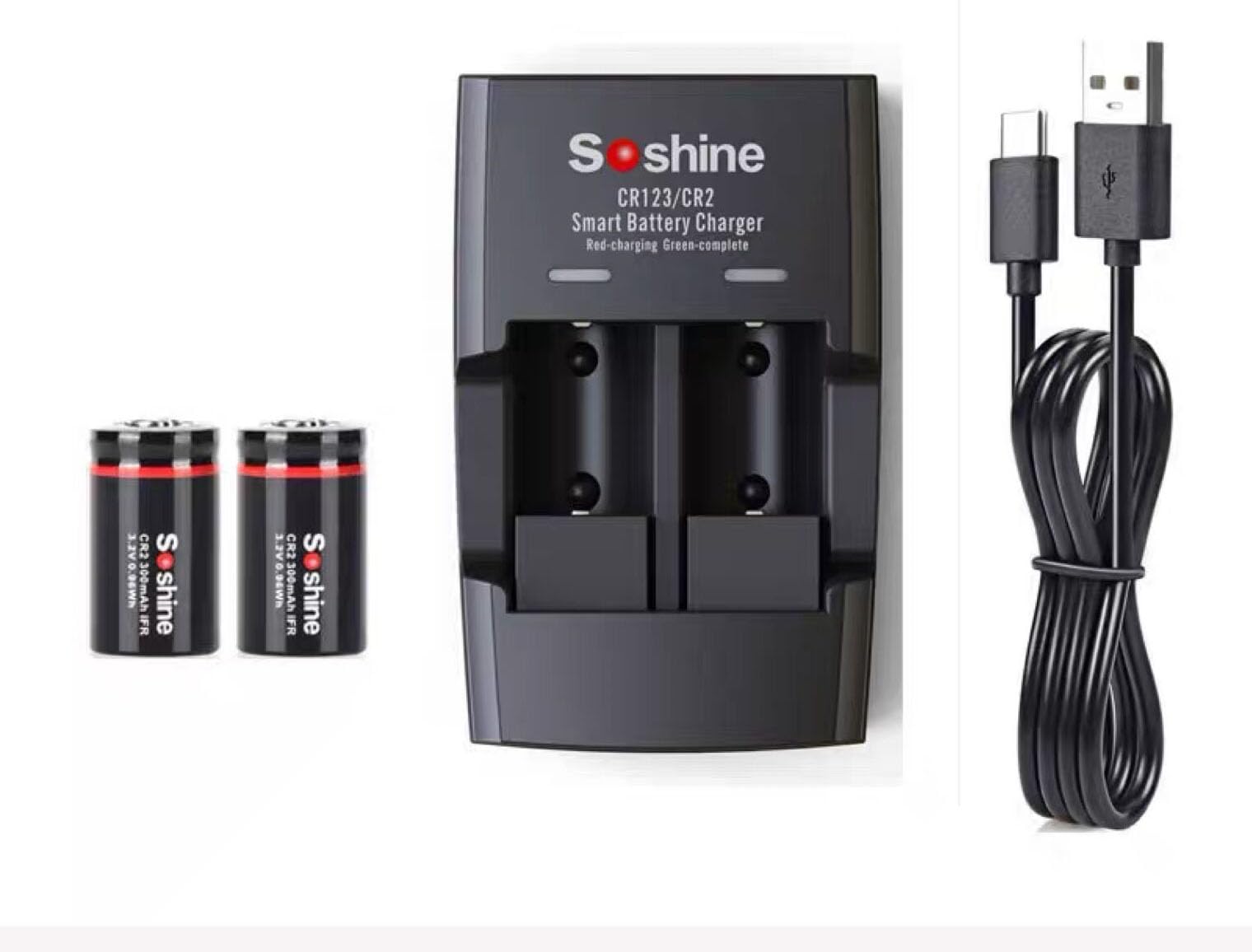 Amazon | Soshine CR2 充電池 2本+充電器 セット3.0V (3.2V) | Soshine