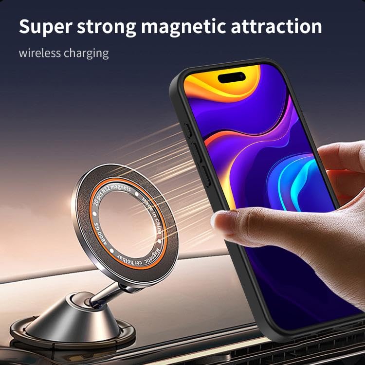 Image of Elzzi Magnetic for iPhone 17 Pro Max Case (Compatible with MagSafe) Slim Translucent Matte Shockproof with Anti-Fingerprint Phone Case, Black Matte Translucent
