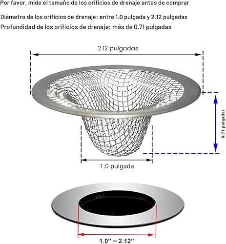 Miniatura 2 de Colador de drenaje pequeño de 1.0", atrapa cabellos para desagüe de fregadero, colador de drenaje de fregadero de baño, 2 cestas de malla de drenaje