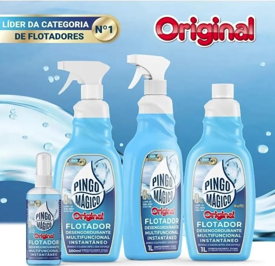 Pingo Mágico Original 1L Flotador Desengordurante Limpeza Pesada Instantânea Multiuso Cozinha