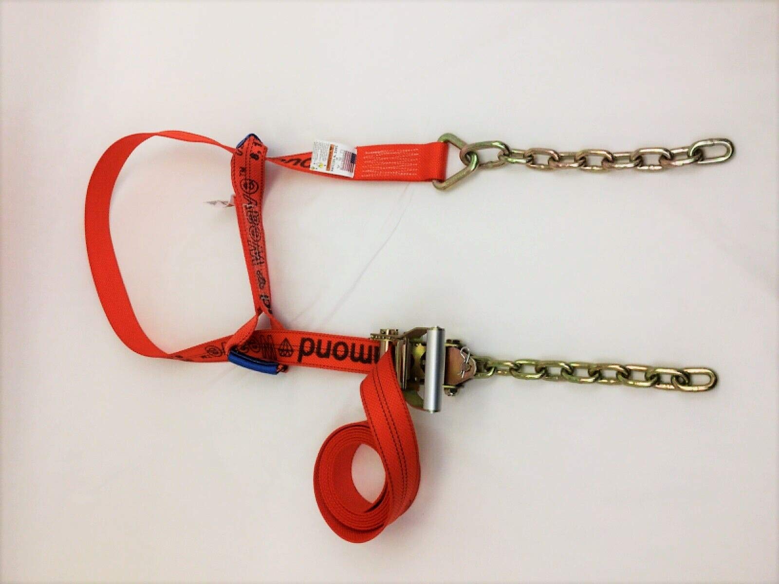 8 Point Kit 14' Heavy Duty Orange Diamond Weave Strap Kit for Rollback/Flatbed Tie Downs with 12