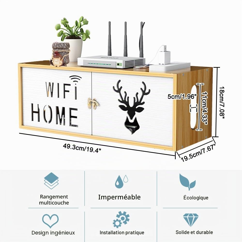 Boîte de rangement de routeur de WiFi monté sur le mur de blindage de fil de finition, avec la porte d'armoire, la TV set-top box de stockage