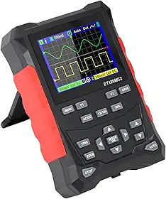 Hyuduo Osciloscópio Portátil Osciloscópio Digital Portátil de 2 Canais Com LCD Colorido de 2,4 Polegadas, Largura de Banda de 120 MHz, Taxa de Amostragem de 500 MSps para Engenheiros e Amadores