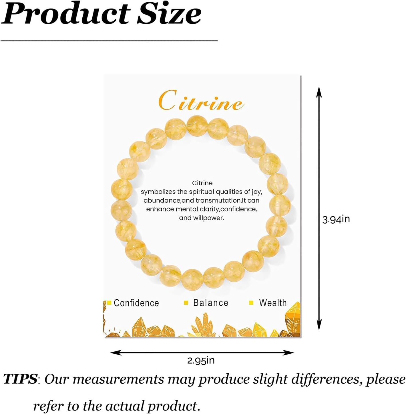 Crystal Bracelet for Women Citrine Crystal Natural Stone Yellow Blue Beaded Bracelets Lapis lLazuli Healing Crystal Jewelry Gifts for Birthday Christmas Stocking Stuffers - Image 6