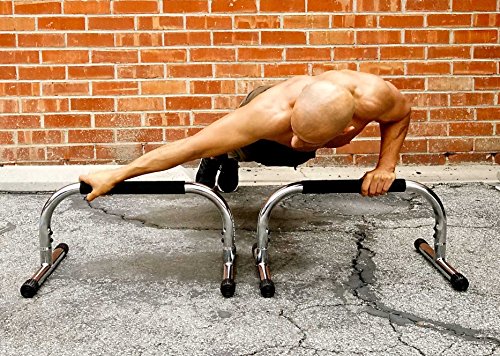 Lebert Fitness Parallette Push Up Bars Dip Station Stand - Perfect For Home And Garage Gym Exercise Equipment - Gymnastics, Calisthenics, Strength Training Parallel Bars For Men And Women - Chrome #TOP6
