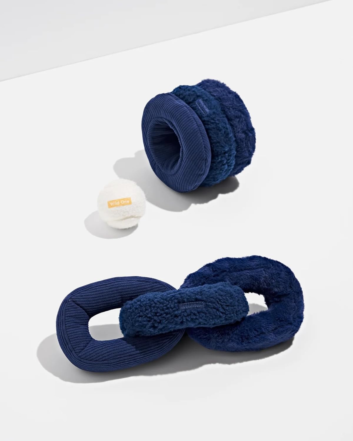 Wild One Plush Toy Kit - Chew Chain & Tennis Ball Tuft (Stylish Design & Durable Materials), Navy