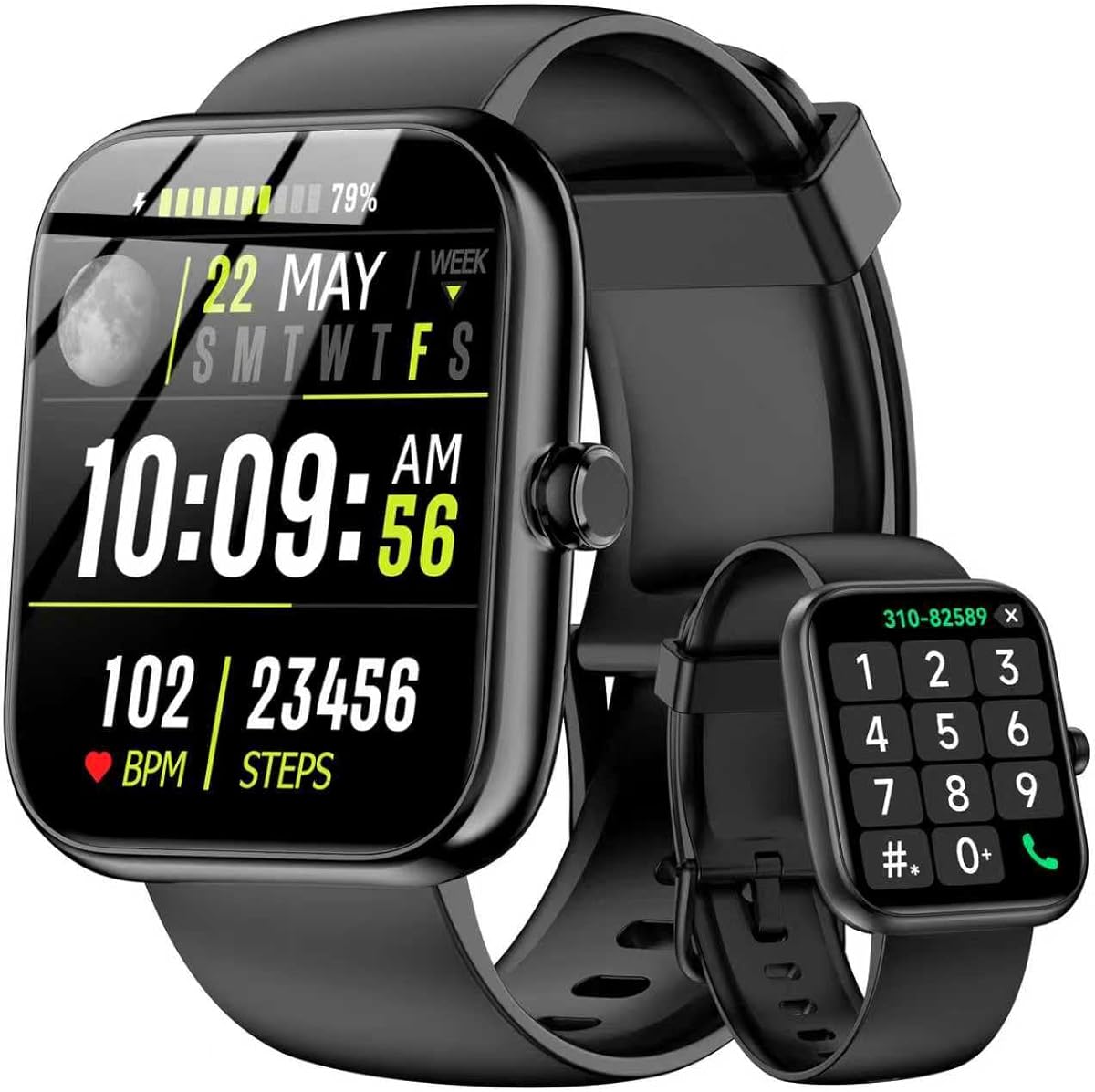 Smart Watch with Alexa Built-in, 1.83" HD Touchscreen & Fitness Tracker with Message Call Function, 24/7 Heart Rate/Sleep Monitor, 120+ Sport Modes, IP68 Waterproof, for Android iPhone (Black) : Electronics