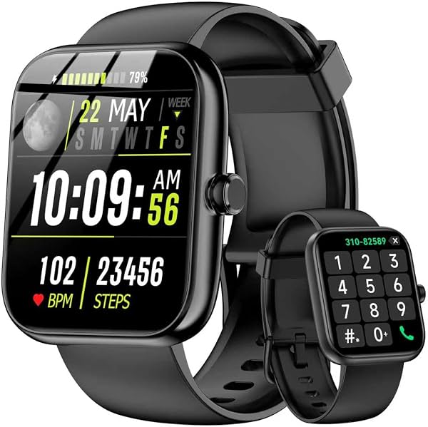Smart Watch con Alexa Integrada 2026 Monitor de Fitness 1.83" HD Llamadas Bluetooth y Notificaciones Frecuencia Cardíaca Monitor de Sueño Reloj de Fitness IP68 Resistente al Agua con 120+ Modos Deportivos para iPhone Android (Negro)