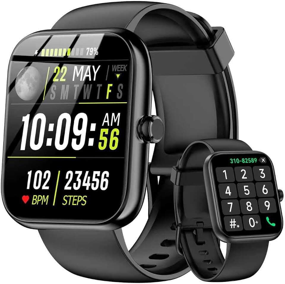 Smart Watch with Alexa Built-in 2026 Fitness Tracker 1.83" HD Bluetooth Calls and Notifications Heart Rate Sleep Monitor Fitness Watch IP68 Waterproof with 120+ Sport Modes for iPhone Android (Black)