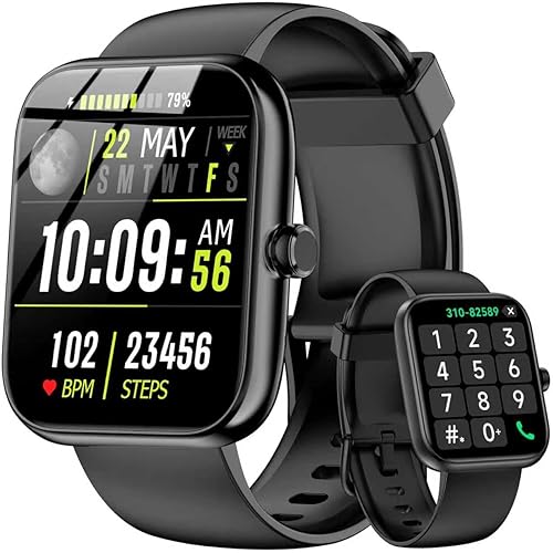 Smart Watch with Alexa Built-in, 1.83" HD Touchscreen & Fitness Tracker with Message Call Function, 120+ Sport Modes, IP68 Waterproof, 24/7 Heart Rate/Sleep Monitor, for Android iPhone (Black)