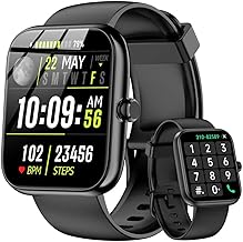 Smart Watch with Alexa Built-in, 1.83" HD Touchscreen & Fitness Tracker with Message Call Function, 24/7 Heart Rate/Sleep Monitor, 120+ Sport Modes, IP68 Waterproof, for Android iPhone (Black)