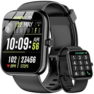 Smart Watch with Alexa Built-in, 1.83" HD Touchscreen & Fitness Tracker with Message Call Function, 24/7 Heart Rate/Sleep Monitor, 120+ Sport Modes, IP68 Waterproof, for Android iPhone (Black) - Amazon product rated Grade A