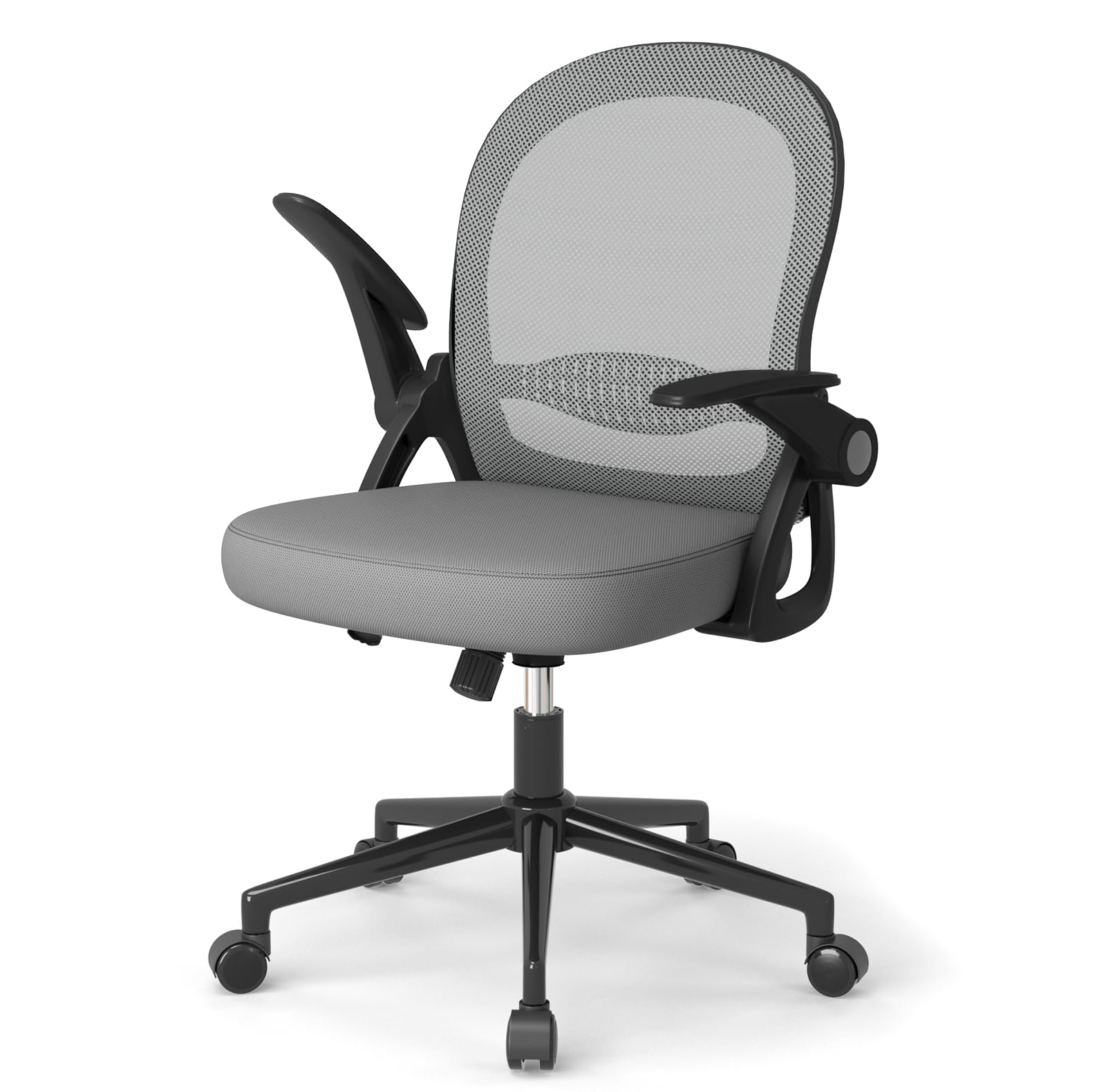 naspaluro Home Office Chair Ergonomic Desk Chair Swivel Computer Chair Mid-Back Mesh Chair with Flip-up Armrests and Lumbar Support for Home/Office (without Footrest, Dark-Grey) — image 1