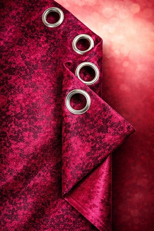 Image of Maroon Velvet Blackout Curtain for Door & Window, 10 Feet Long, 70% Room Darkening, Thermal Insulated Heavy Drape, Soft Velvet Fabric, Set of 1 (304 * 121cm, Maroon)
