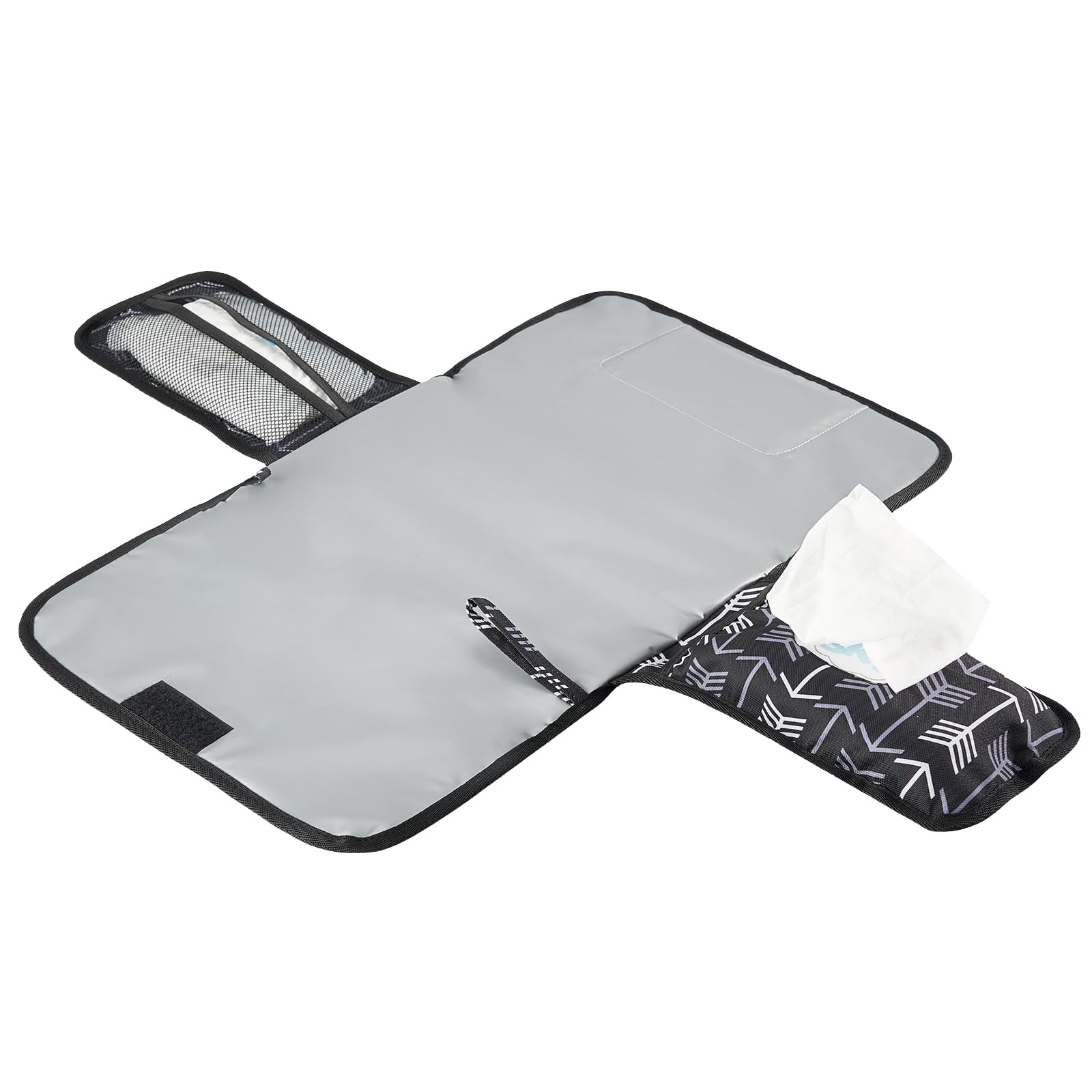 Cambiador de pañales para bebé, impermeable, portátil, con bolsillo para toallitas para viajes al aire libre (blanco)