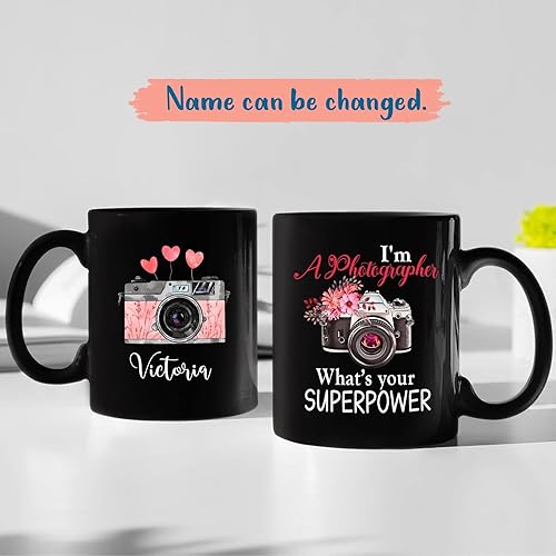 Miniatura 10 de Taza de té con cámara personalizada, tazas de café personalizadas para fotógrafos, tazas de cerámica con gustos de personas flash, taza de café