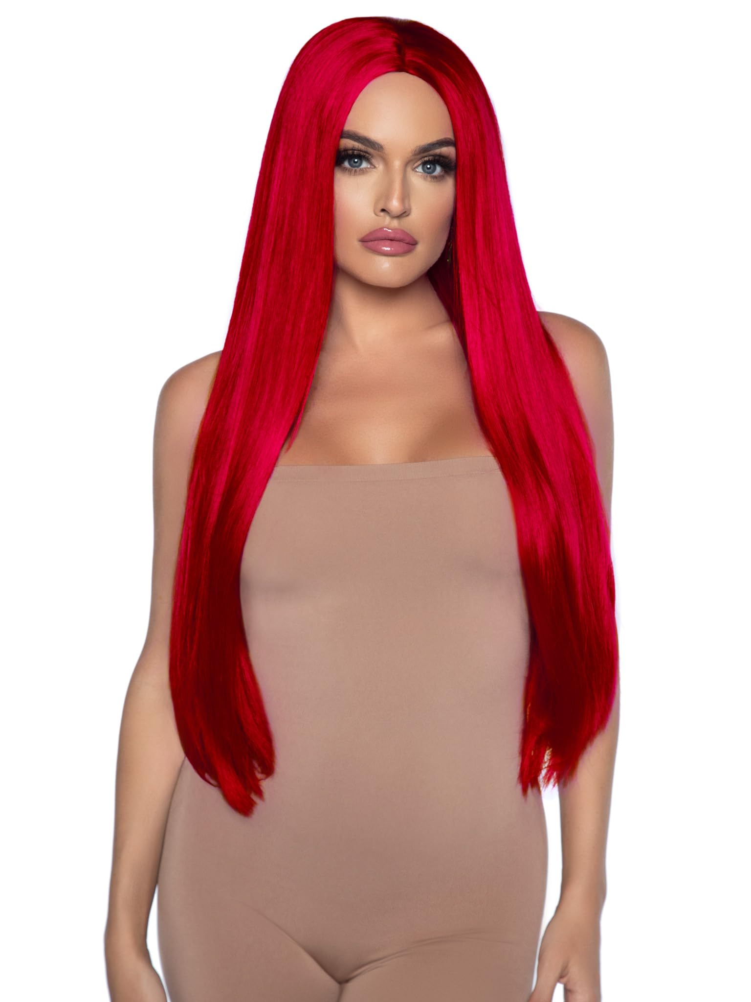 Leg Avenue Women’s Long Straight Centre Part Wig, Red, One Size