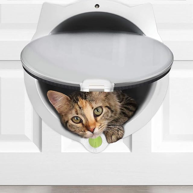Foto 2 de 7 de Hanwu Puerta de gato para mascotas - Solapa para gatos con bloqueo de 4 vías