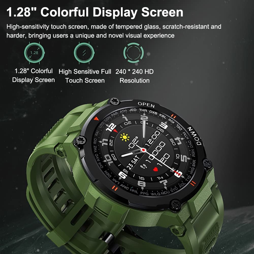 RajoNN 1.28'' Full Touch Screen Smart Watch per Donna Uomo Bluetooth Smartwatch con Risposta/Effettuare Chiamate/Monitoraggio della Salute IP68 Impermeabile Smart Fitness Tracker (Color