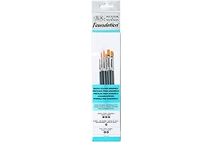 Winsor & Newton Acrylic Paint Brushes Foundation Watercolour Brush Set, Short Handle,...