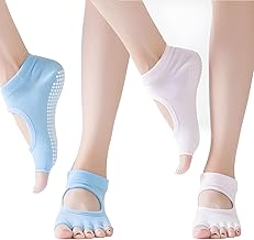 INOCEAN 2 Pairs Yogo Socks for Women, Toe Socks for Women,Non-Slip Toe, Pink and Blue Colors, Comfortable Temple, Ideal for Yoga, Pilates, and Barefoot Workouts