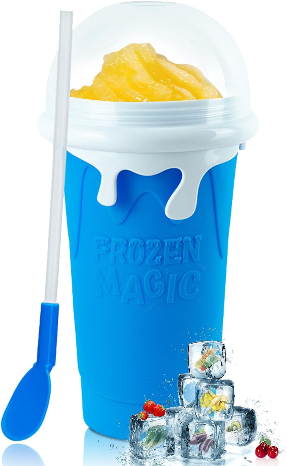 ROEDEER Large Slushie Cup 500ml,Frozen Magic Slushy Cup Maker,DIY Homemade Ice Cream,Milk Shake,Drinks Smoothie,Fruit Juice Slush Cup,Cool Stuff Gifts for Kids and Family - Blue