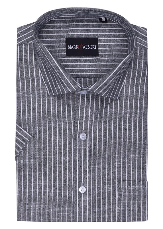 Image of MARK & ALBERT Half Sleeves Regular Fit Formal Shirt for Men Grey