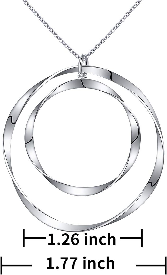 Alphm Long Chain Circle Hoop Necklace S925 Sterling Silver Statement Large Pendant for Women Teen Maubius - Image 6