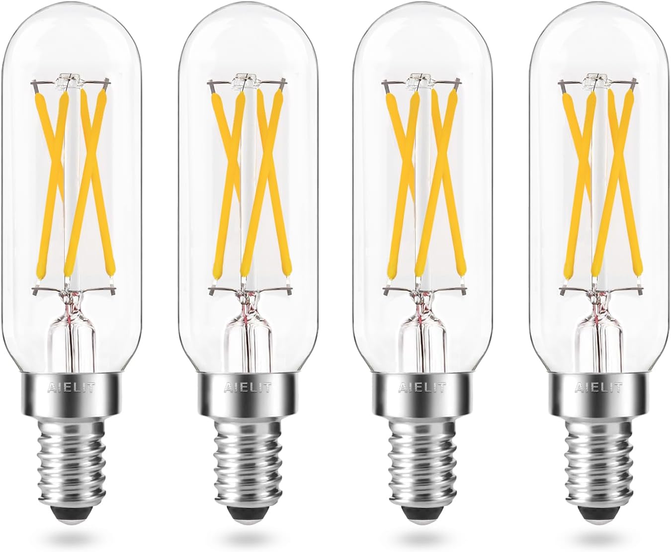 T8 4-Watt E12 LED Light Bulb, Dimmable (0-100%), Soft White 3000K, Clear Tubular Candelabra Light Bulbs 40W Equivalent for Sputnik Chandeliers, Glass Mason Jars, Hanging Pendant Lamp,4-Pack