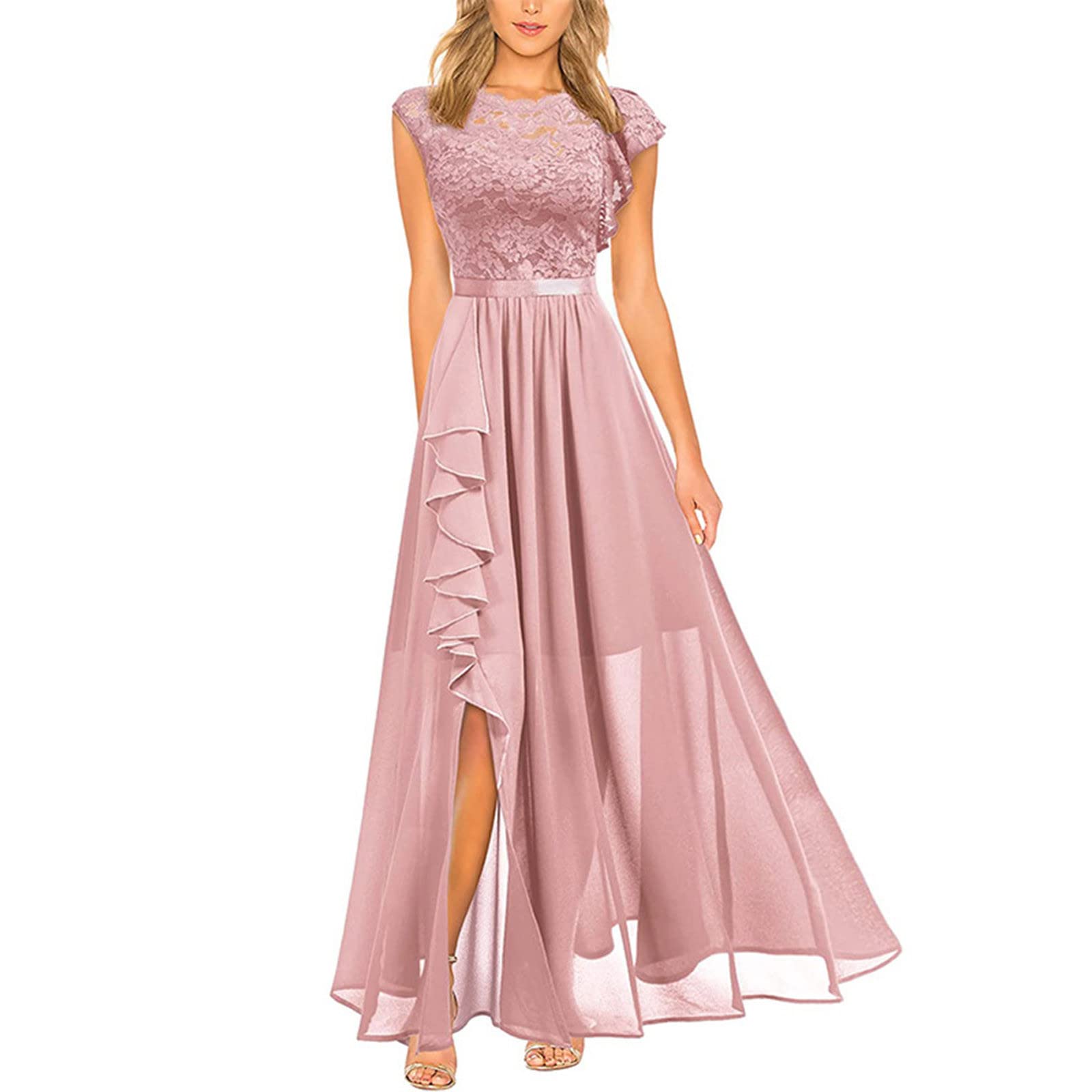 Vestito Donna da Sera con Spalline Abito da Festa Scintillante a Trapezio Altalena Abito da Donna Vintage con Paillettes Anni '20 con Frange Sexy Maniche Scollo A V per Matrimoni Feste Cocktail