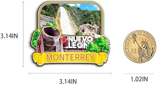 Miniatura 3 de Monterrey México imán de nevera de madera 3D monumentos de viaje coleccionables, recuerdos, decoración hecha a mano