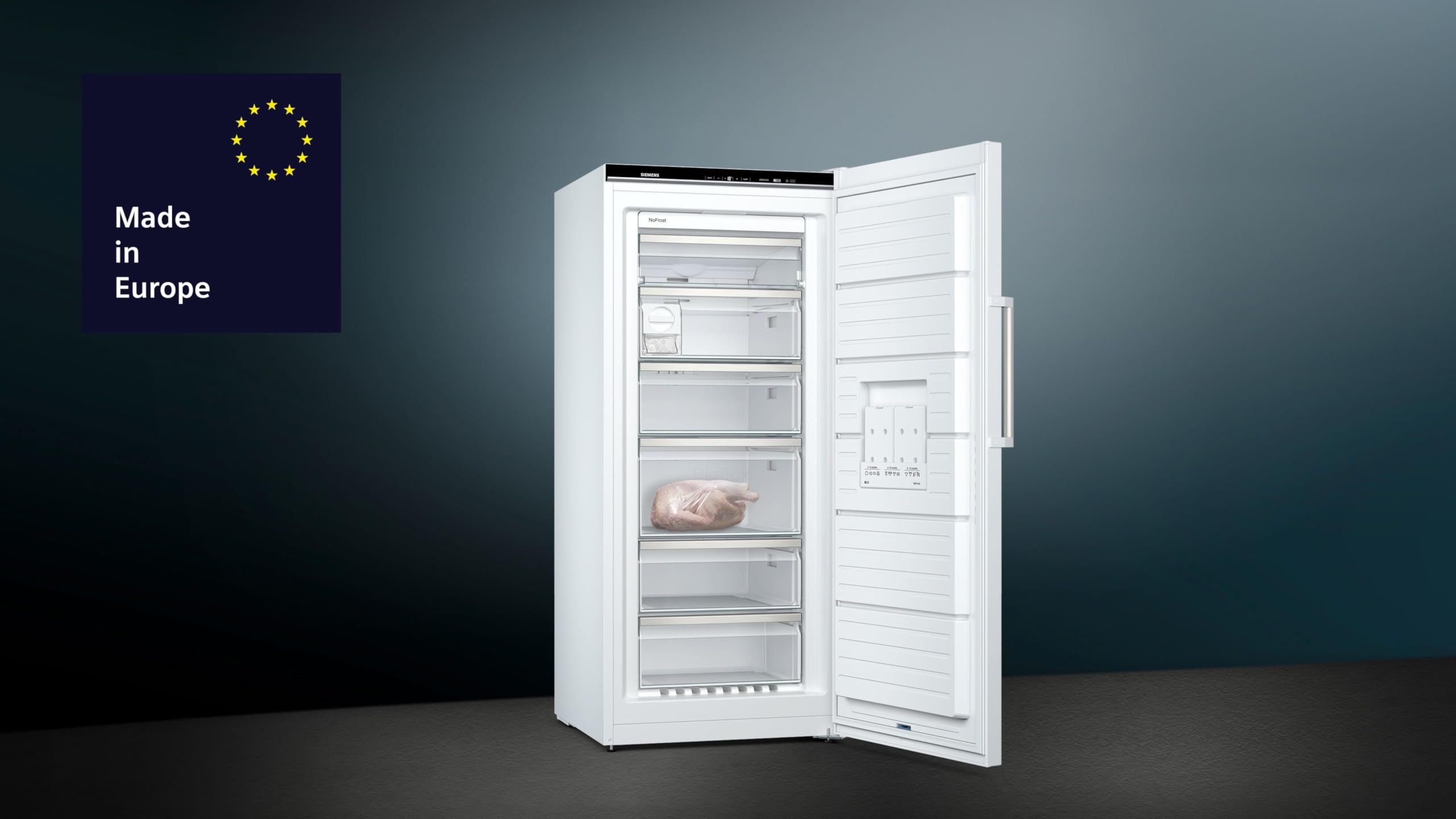 Siemens GS51NAWCV iQ500 Freistehender Gefrierschrank, 289 L, noFrost, bigBox, varioZone, Weiß