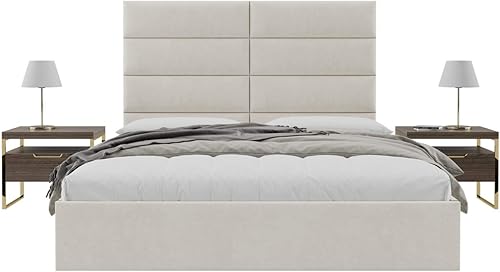 Miniatura 12 de Vänt - Paneles tapizados de cabecera para montar en la pared, diseño Isabelle, 60 x 23 pulgadas, configuración de 4 paneles individuales,