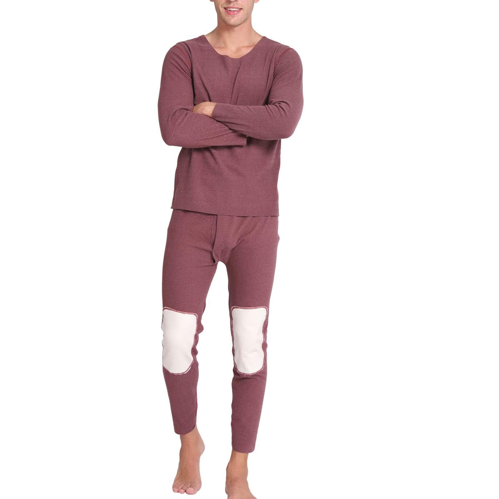 G&F Zestaw bielizny termicznej dla mężczyzn, ciepłe topy i dno, oddychające, na zimę, duży rozmiar 3XL-8XL (kolor: czerwony, rozmiar: 3XL)