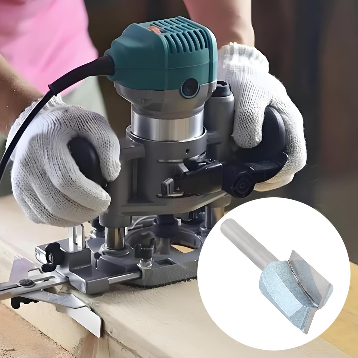 Router Bits, Carbide Tipped Straight Bit for General Routing, Industrial Grade Blue Cutting Tools for Woodworking(1/4 Inch Shank x 3/4 Inch Diameter)