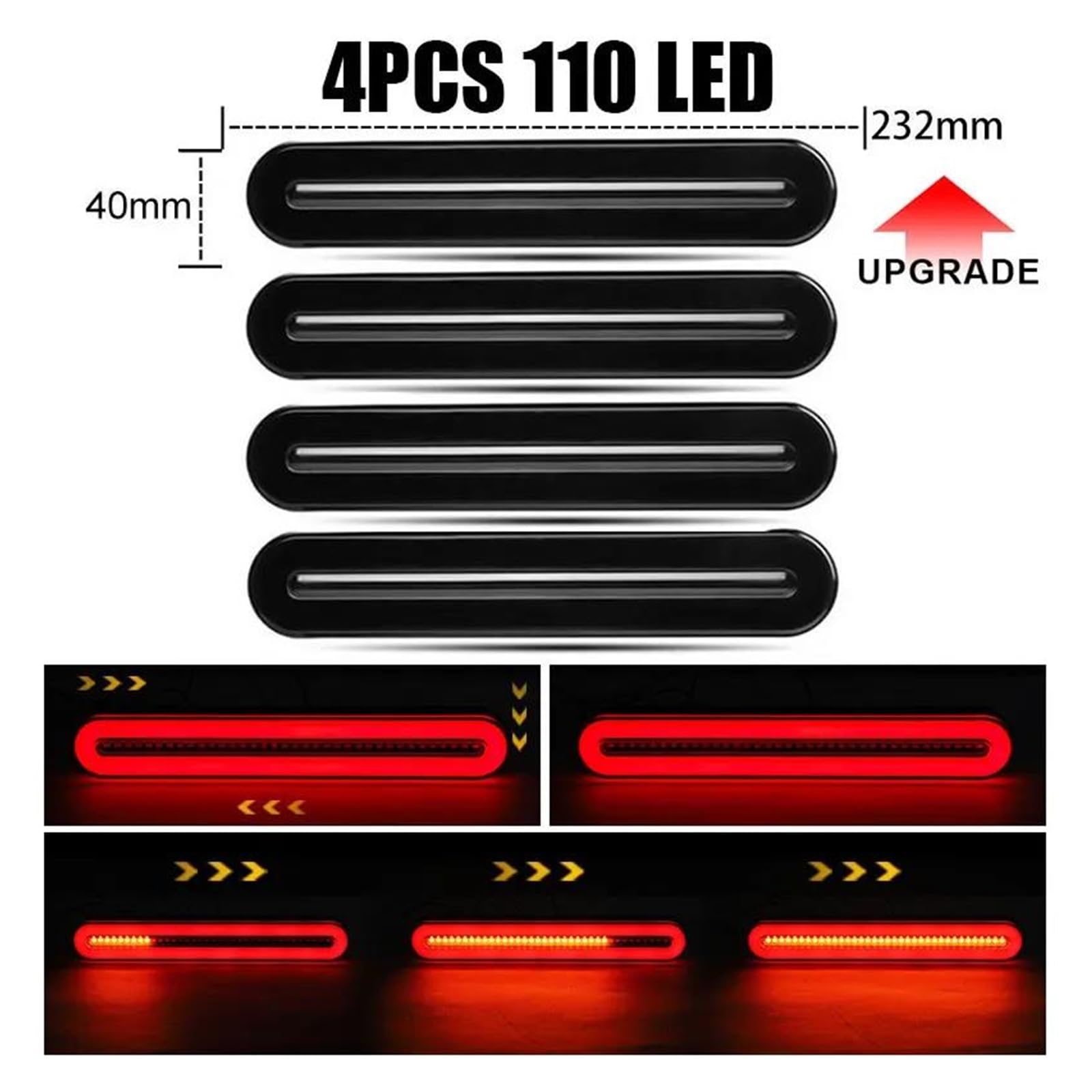 Piloto Trasero Luz LED Freno Trasero 3 En 1 12V Y 24V Luz LED Remolque Luces Traseras Coche Lámpara Señal Giro Camión Lámpara Flash Parada Trasera ATV Resistente Al Agua Piloto Posterior ( Size : F )