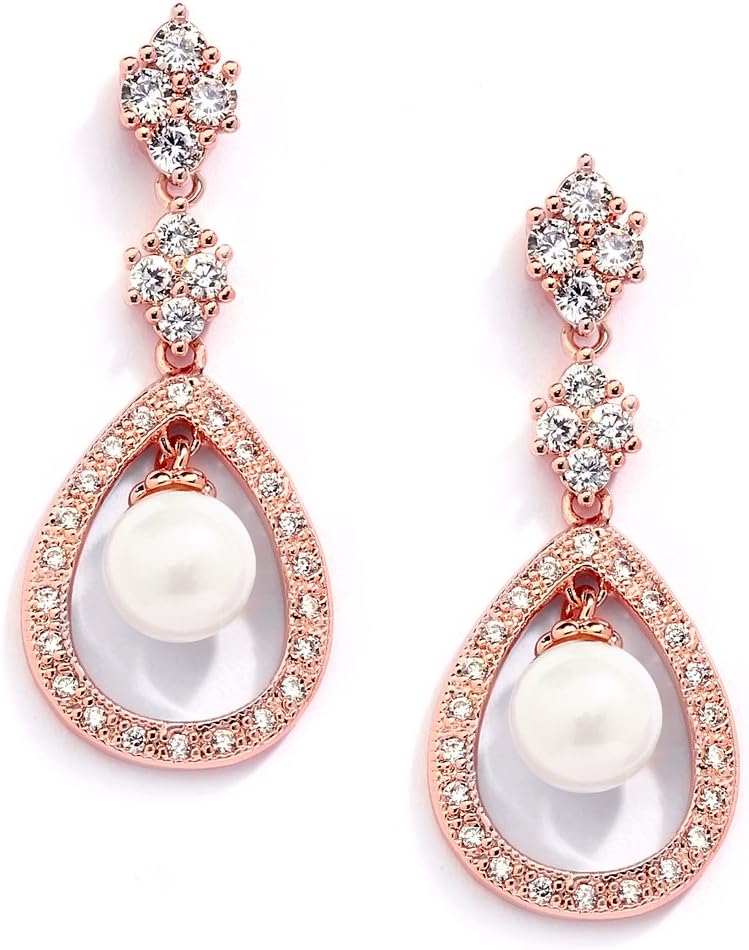 Mariell Pearl Bridal Wedding Earrings for Bride, Pearl Jewelry for Bridesmaid, Prom, Mother of the Bride