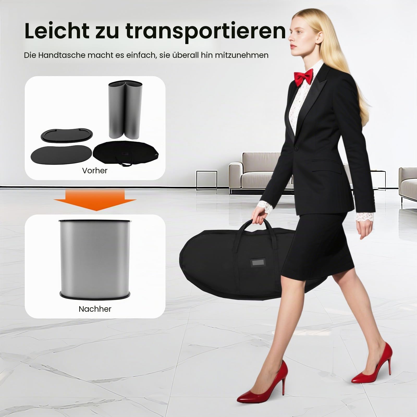 Tragbare Messetheke Messetresen, 900 x 490 x 940 mm Messestand Ausstellungs-Thekenständer, Faltbarer Promotion-Einzelhandels-Bartisch, Prsentationsstnder mit Aufbewahrungsregal, Tragetasche