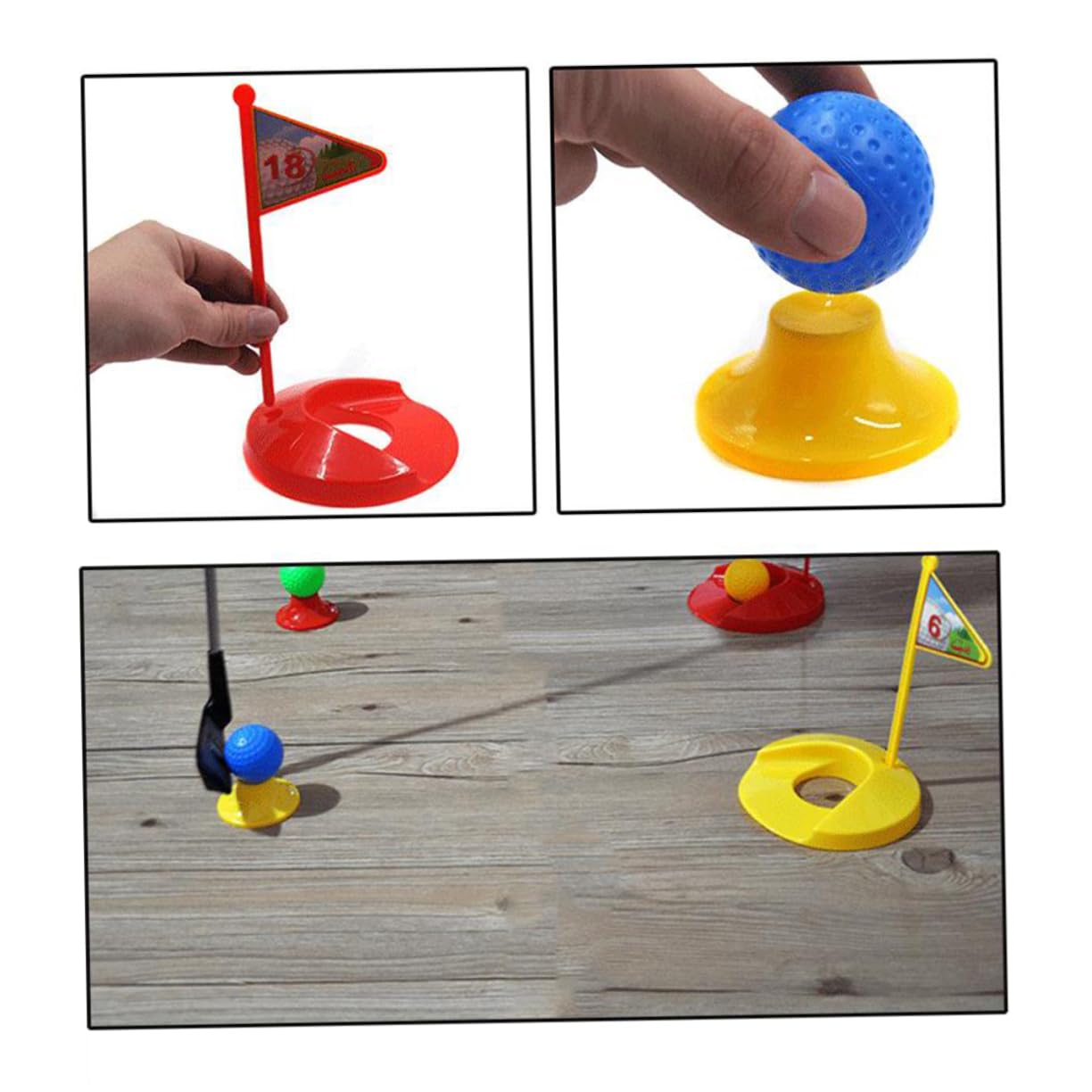 KOMBIUDA 3-Piece Boys and Girls Outdoor Toy Set Sports Playset Golf Club Balls Goals for Boys Girls