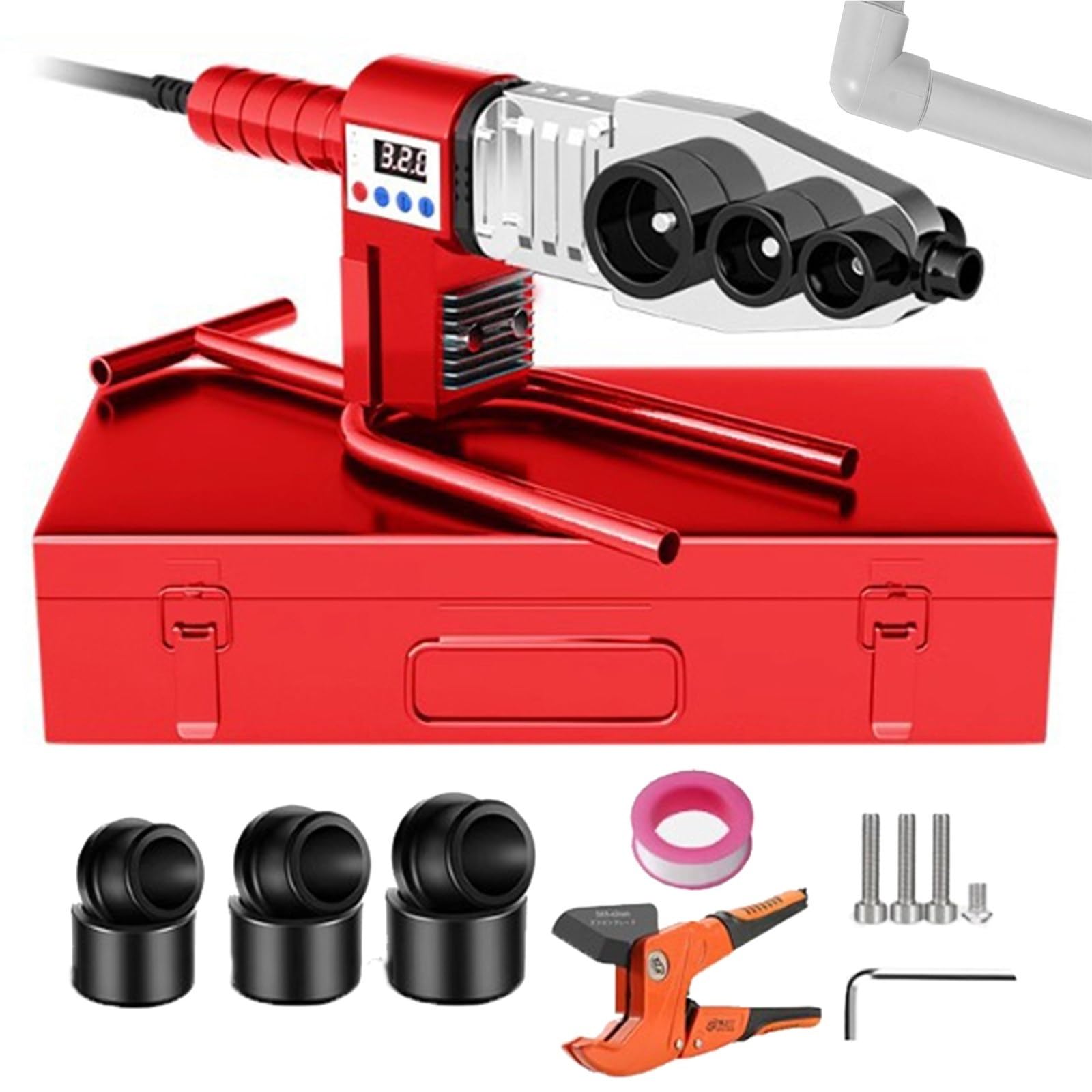 PPR Plastic Pipe Welding Machine 20-63mm Digital Display Pipe Welder Water Pipe Welding Machine 0-320°C Hot Melt Machine for PE PB Pipes(#32)
