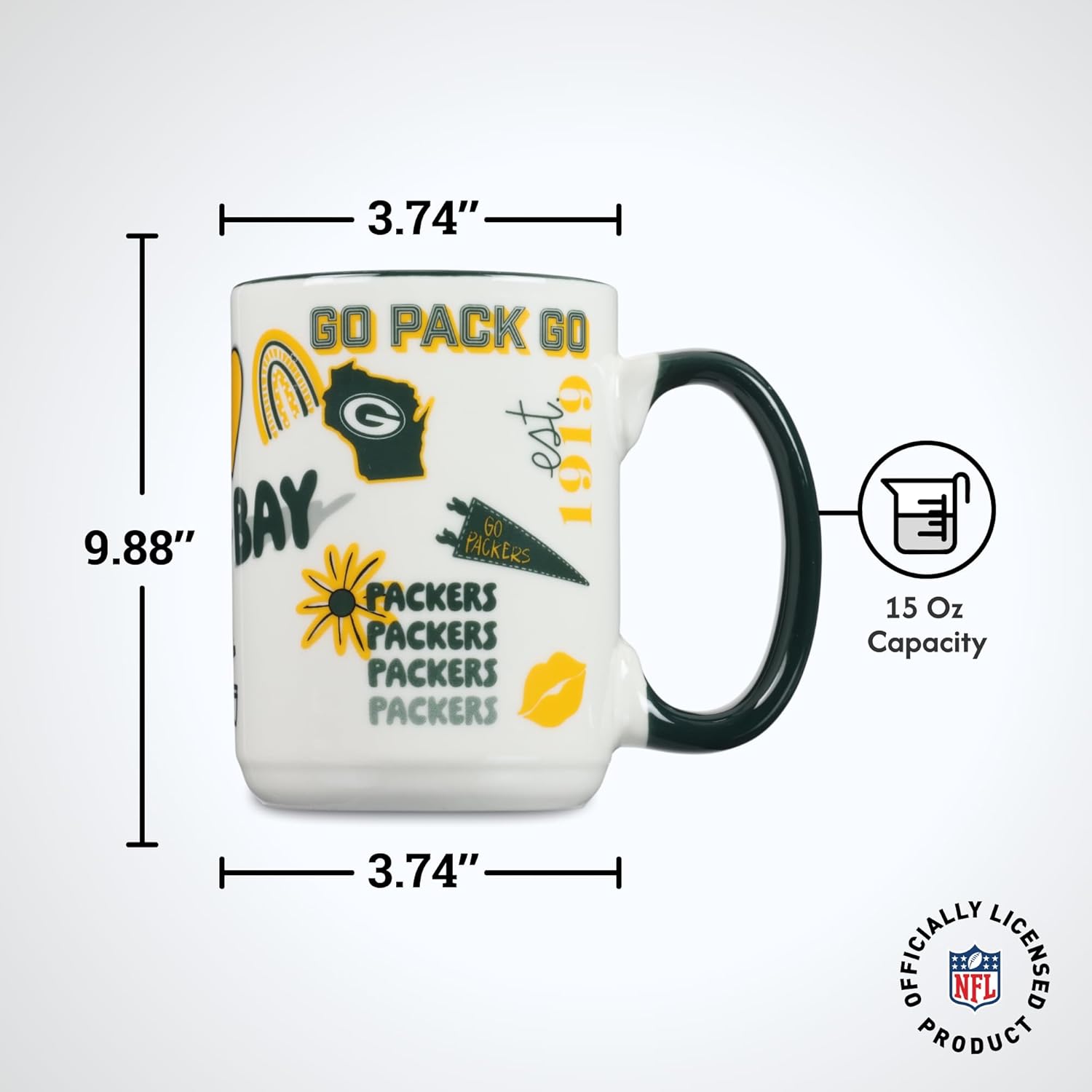 The Memory Company Officially Licensed 15oz Team Spirit Mug, Greenbay Packers - Image 5