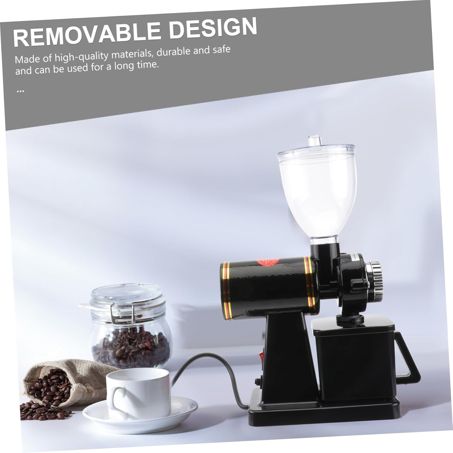 Electric Coffee Grinder Adjustable Grind Settings 304 Stainless Steel Blades for Espresso and Drip Coffee for Home Use