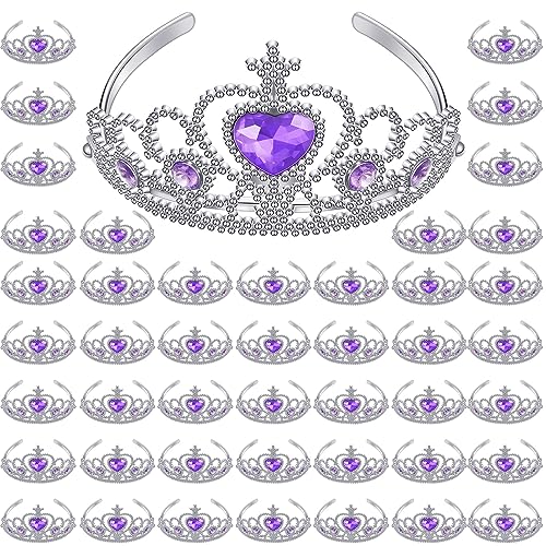Hinly 48 Pcs Tiara Crown Set Princess Dress up Costume Party Favor Girls Plastic Crown Birthday Supplies Cosplay Accessory(Purple)